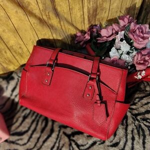Elegant Red Leather Imported Bag